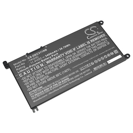 11.4V, Li-Polymer, 3400mAh, Notebook, Laptop battery fits Dell, 0ykg3c, Chromebook 3110, Chromebook 3110 2-in-1, 38.76Wh Notebook, Laptop Cameron Sino Technology Limited