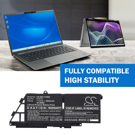 7.6V, Li-Polymer, 4850mAh, Notebook, Laptop battery fits Dell, 599m7, Latitude 7340, Latitude 7340 2-in-1, 36.86Wh Notebook, Laptop Cameron Sino Technology Limited