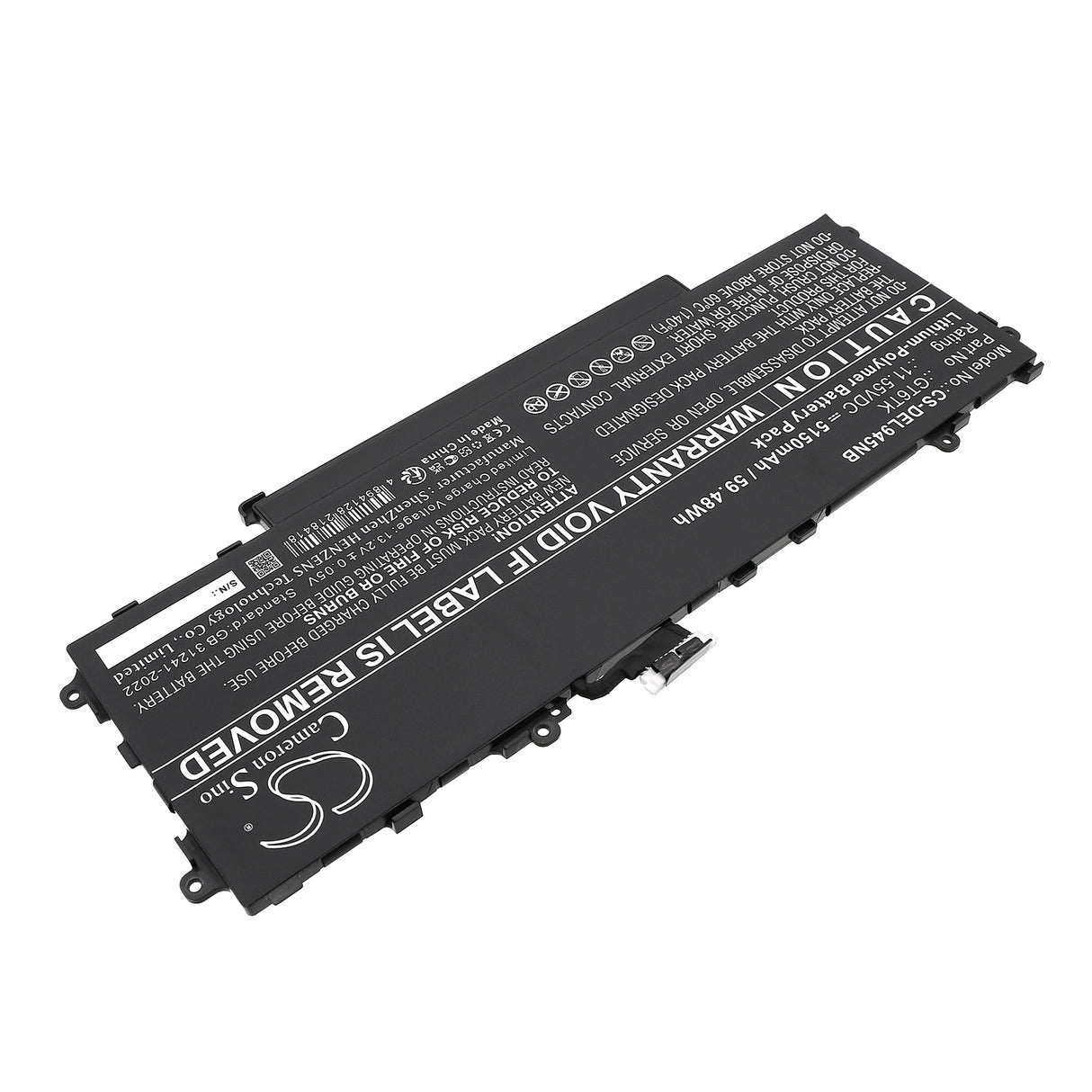 11.55V, Li-Polymer, 5150mAh, Notebook, Laptop battery fits Dell, Gt6tk, Latitude 9440 2-in-1, Latitude 9450 2-in-1, 59.48Wh Notebook, Laptop Cameron Sino Technology Limited