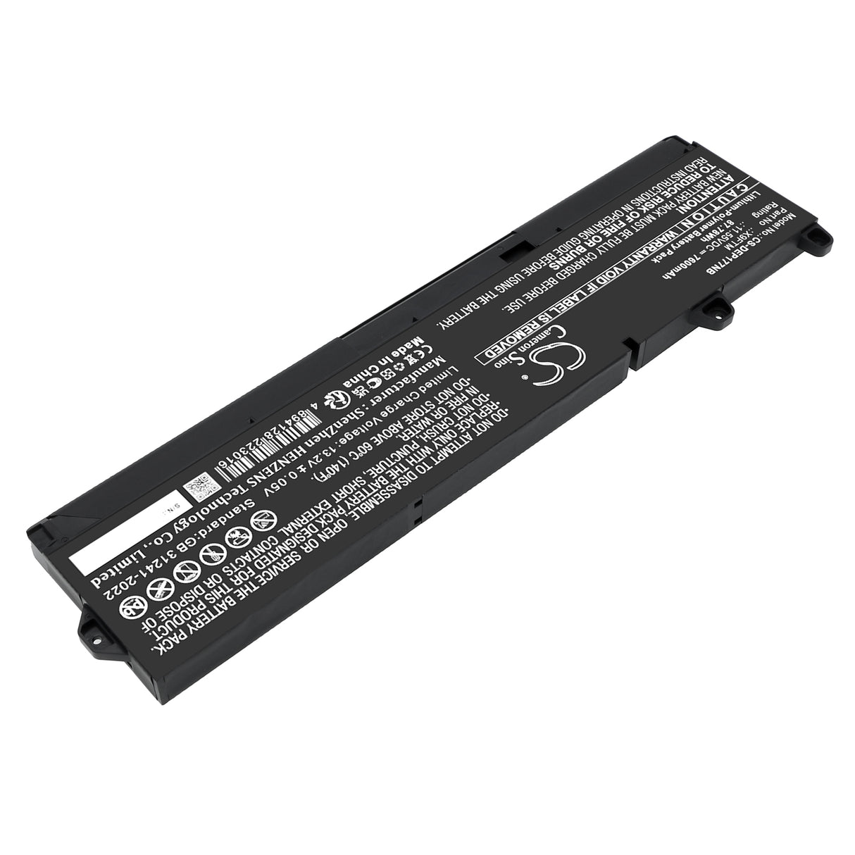 11.55V, Li-Polymer, 7600mAh, Notebook, Laptop battery fits Dell, 5JMD8, Precision 17 7770, Precision 7670 Performance, 87.78Wh Notebook, Laptop Cameron Sino Technology Limited