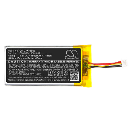 3.8V, Li-Polymer, 1950mAh, Microphone battery fits Dji, BSX300-1950-3.87, MIC Mini, 7.41Wh Microphone Cameron Sino Technology Limited