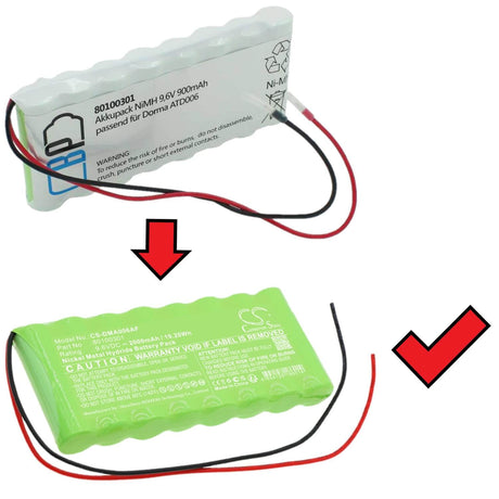9.6v, Ni-mh, 2000mah, Automatic door battery fits Dorma, Atd006, 19.20wh Automatic Doors Cameron Sino Technology Limited