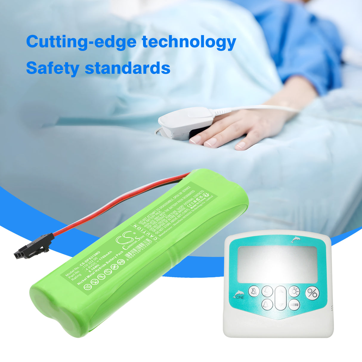 4.8V, Ni-MH, 1700mAh, Medical battery fits Dolphin medical, 110 322.00, pulse oximeter 2150, 8.16Wh Medical Cameron Sino Technology Limited