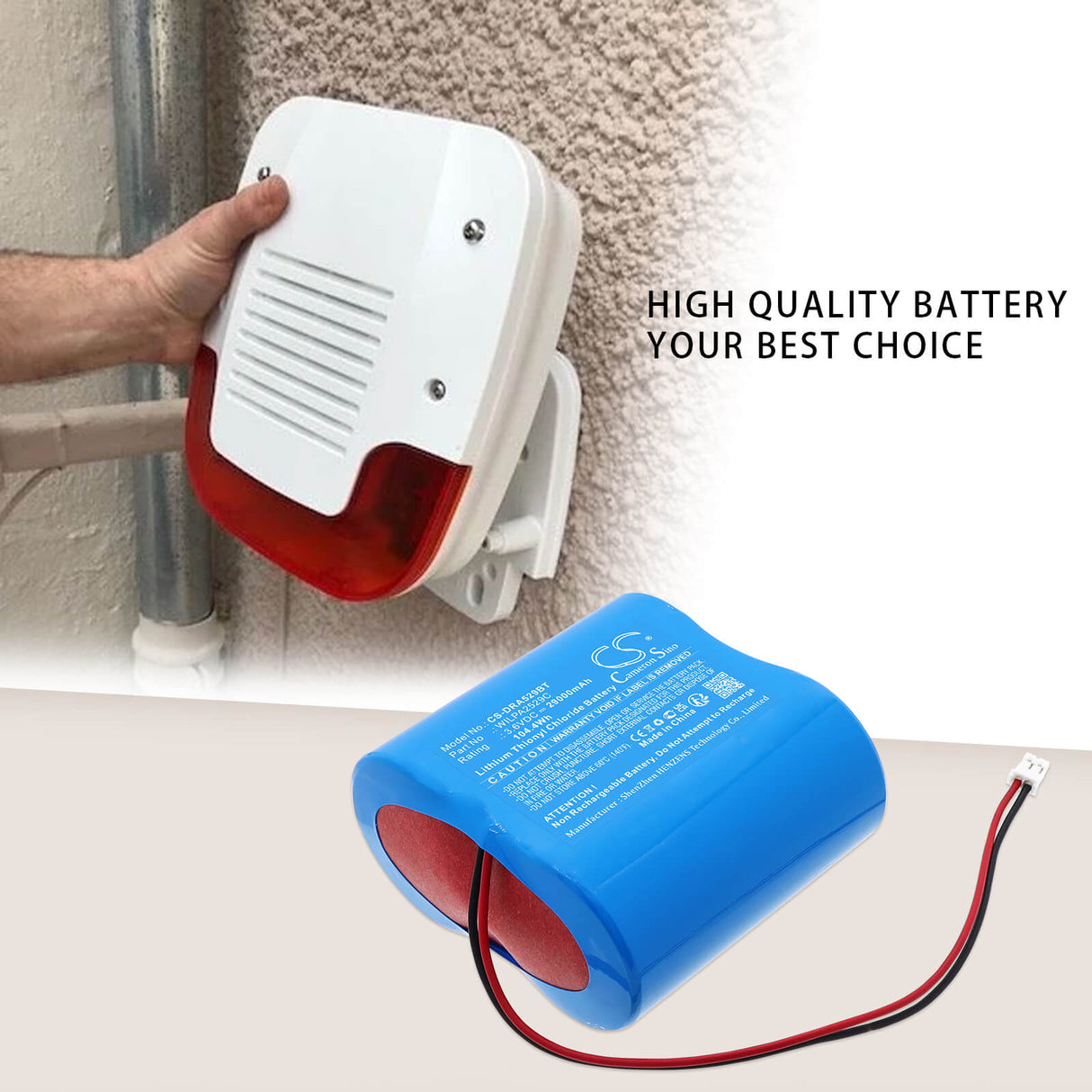 3.6V, Li-SOCl2, 29000mAh, Alarm System battery fits Delta Dore, WILPA2529C, 6416222, Bat CS 8000-SI-SEFIO3 Tyxal+, 104.4Wh Alarm System Cameron Sino Technology Limited (Dangerous Goods)