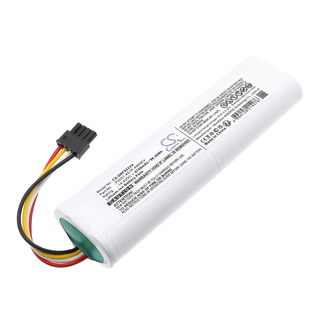14.4V, Li-ion, 6700mAh, Vacuum battery fits Dreame, P2051-4s1p-xwdev, D9 Plus, F9 Pro, 96.48Wh Vacuum Cameron Sino Technology Limited