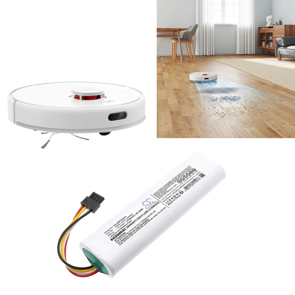14.4V, Li-ion, 6700mAh, Vacuum battery fits Dreame, P2051-4s1p-xwdev, D9 Plus, F9 Pro, 96.48Wh Vacuum Cameron Sino Technology Limited