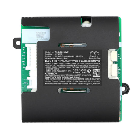 21.6V, Li-ion, 4000mAh, Vacuum battery fits Dreame, W2420R, H20, H20 Pro, 86.4Wh Vacuum Cameron Sino Technology Limited