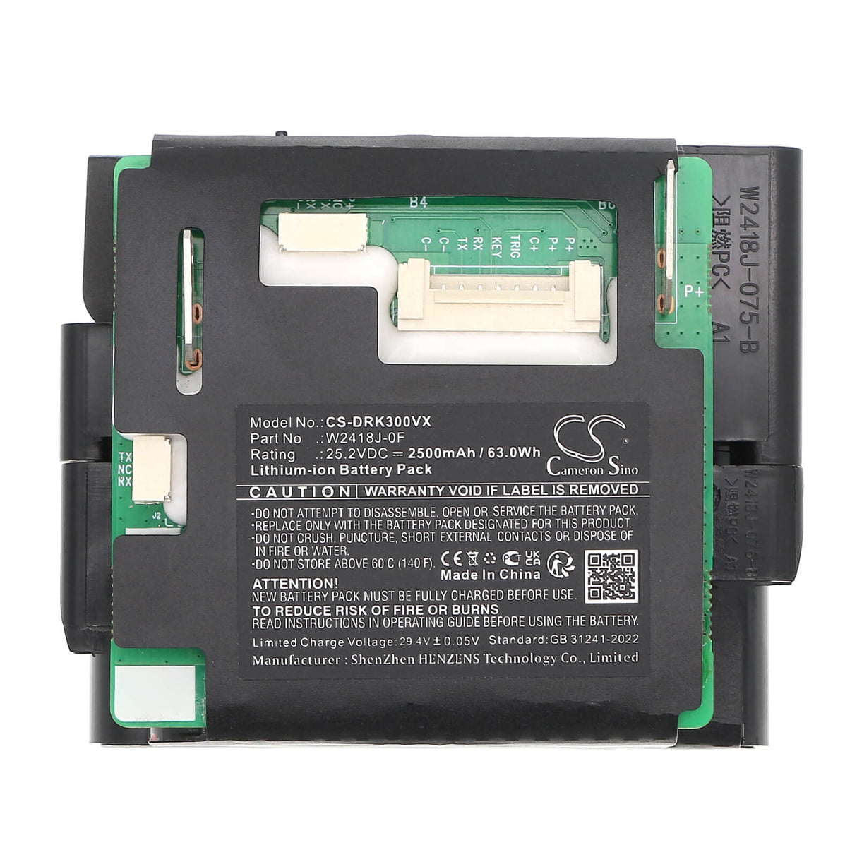 25.2V, Li-ion, 2500mAh, Vacuum battery fits Dreame, W2418j-0f, Mova K30, Mova K30 Pro, 63.0Wh Vacuum Cameron Sino Technology Limited