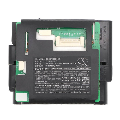 25.2V, Li-ion, 2500mAh, Vacuum battery fits Dreame, W2418j-0f, Mova K30, Mova K30 Pro, 63.0Wh Vacuum Cameron Sino Technology Limited