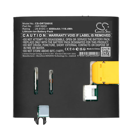 29.6V, Li-ion, 4000mAh, Vacuum battery fits Dreame, INR18650, Mova T20, 118.4Wh Vacuum Cameron Sino Technology Limited (Dangerous Goods)