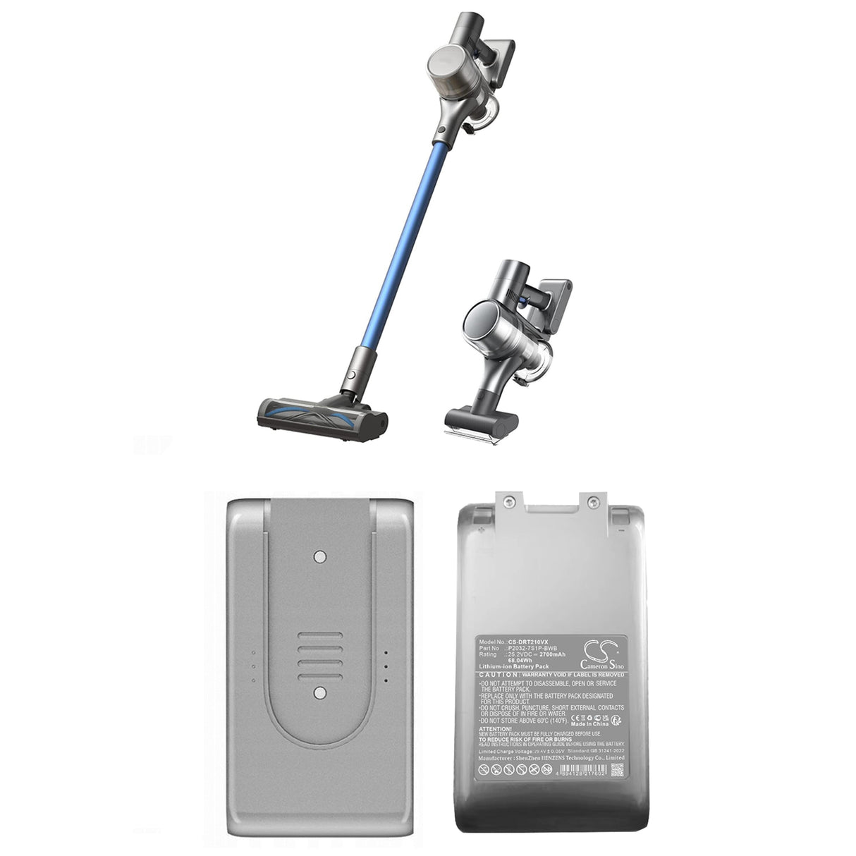 25.2V, Li-ion, 2700mAh, Vacuum battery fits Dreame, P2032-7s1p-bwb, T20 Pro, T20 Pro Cordless Vacuum Cleane, 68.04Wh Vacuum Cameron Sino Technology Limited