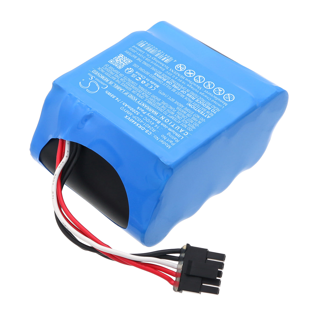 14.4V, Li-ion, 5200mAh, Vacuum battery fits Dreame, R2401-4S2P-MMYD, X40, X40 Pro, 74.88Wh Vacuum Cameron Sino Technology Limited