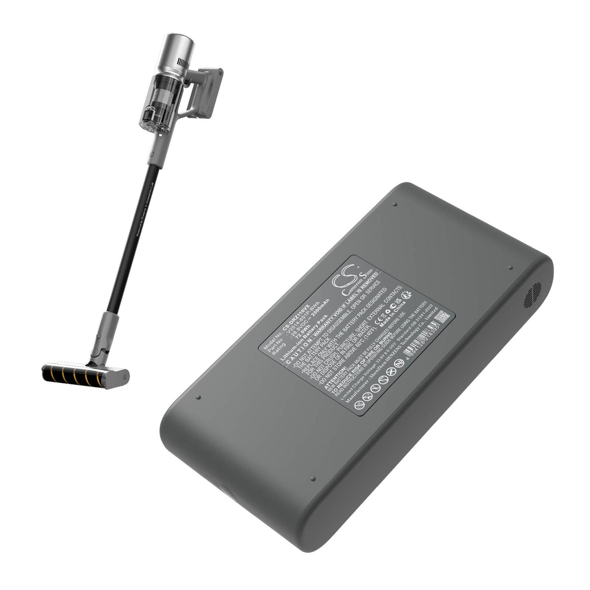 28.8V, Li-ion, 2500mAh, Vacuum battery fits Dreame, V2514-8s1p-bwa, Z10s Station, 72.0Wh Vacuum Cameron Sino Technology Limited
