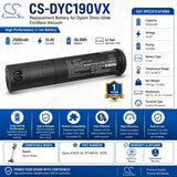14.4V, Li-ion, 2500mAh, Battery fits Dyson, Omni-glide, 36.0Wh Vacuum Cameron Sino Technology Limited