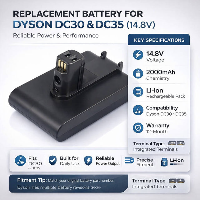 Vacuum Battery For 14.8v Dyson Dc30 Fits 17083-0511 1500mah - 22.20wh Vacuum Cameron Sino Technology Limited