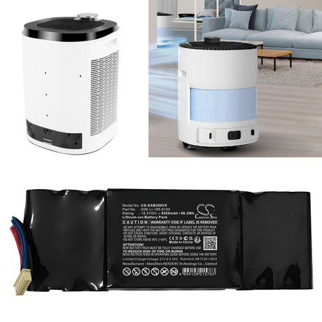 18.5V, Li-ion, 5200mAh, Vacuum battery fits Ecovacs, S06-li-185-6100, Airbot Aa30, 96.2Wh Vacuum Cameron Sino Technology Limited