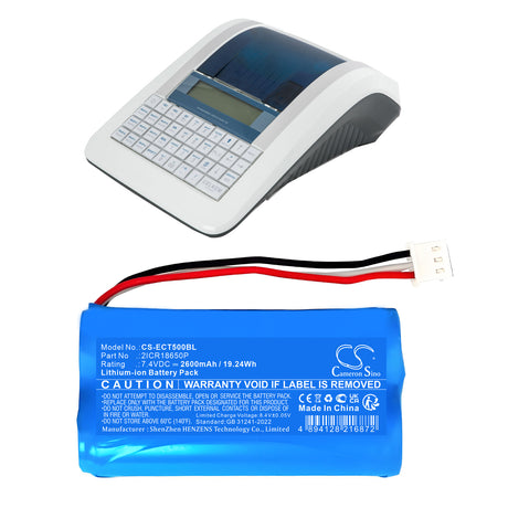 7.4V, Li-ion, 2600mAh, Cash Register battery fits Elcom, 2ICR18650P, Euro-150TEi, Euro-50TEi, 19.24Wh Cash Register Cameron Sino Technology Limited