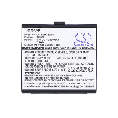 3.7V, Li-Polymer, 2000mAh, Medical battery fits Edan, 01.21.064397, iM3s Monitor, 7.4Wh Medical Cameron Sino Technology Limited