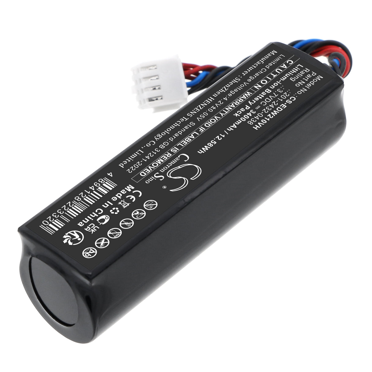 3.7V, Li-ion, 3400mAh, Vacuum battery fits Ecovacs, 201-2432-0438, Winbot Mini, Winbot W1S, 12.58Wh Vacuum Cameron Sino Technology Limited