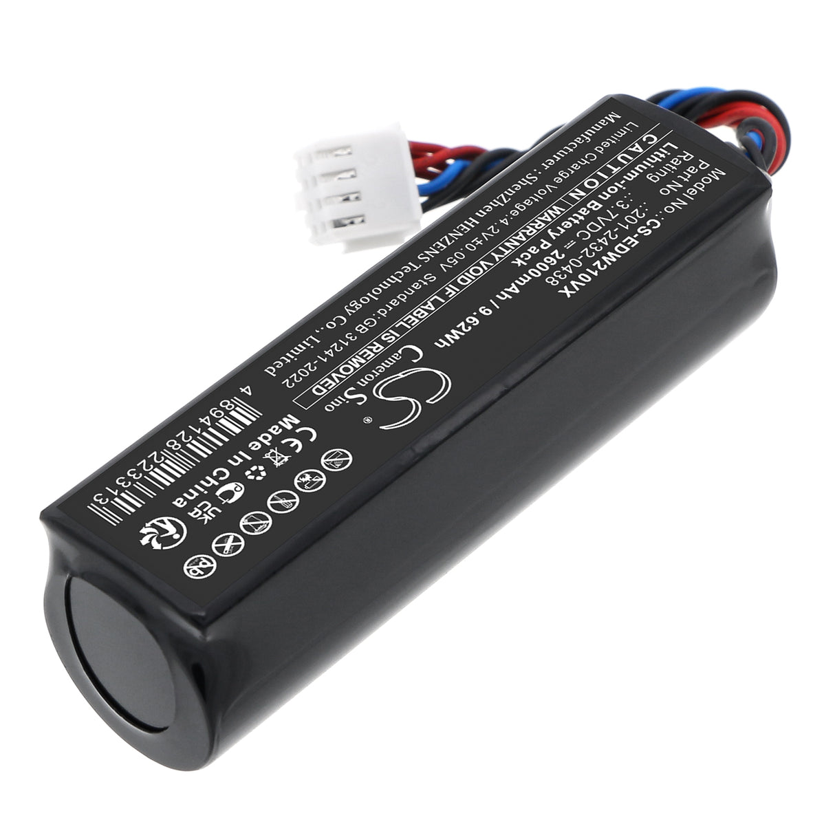 3.7V, Li-ion, 2600mAh, Vacuum battery fits Ecovacs, 201-2432-0438, Winbot Mini, Winbot W1S, 9.62Wh Vacuum Cameron Sino Technology Limited