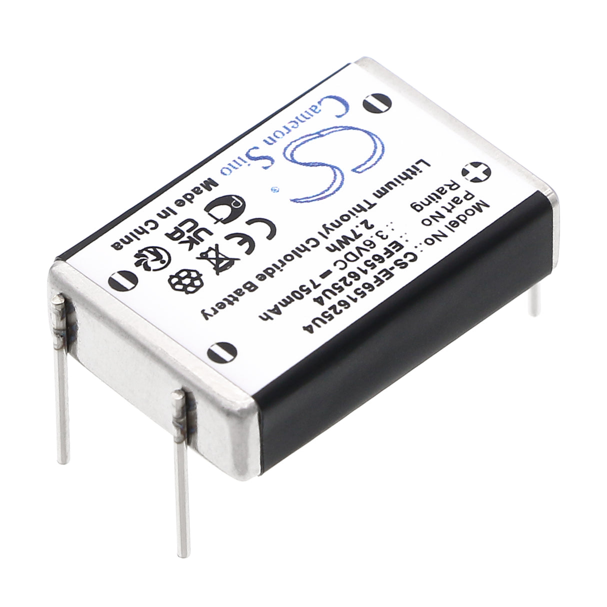 3.6V, Li-SOCl2, 750mAh, 4 Pin battery Replaces Eagle Pitcher Ltc-7pn, Ef651625, 2.7Wh EF651625 Cameron Sino Technology Limited