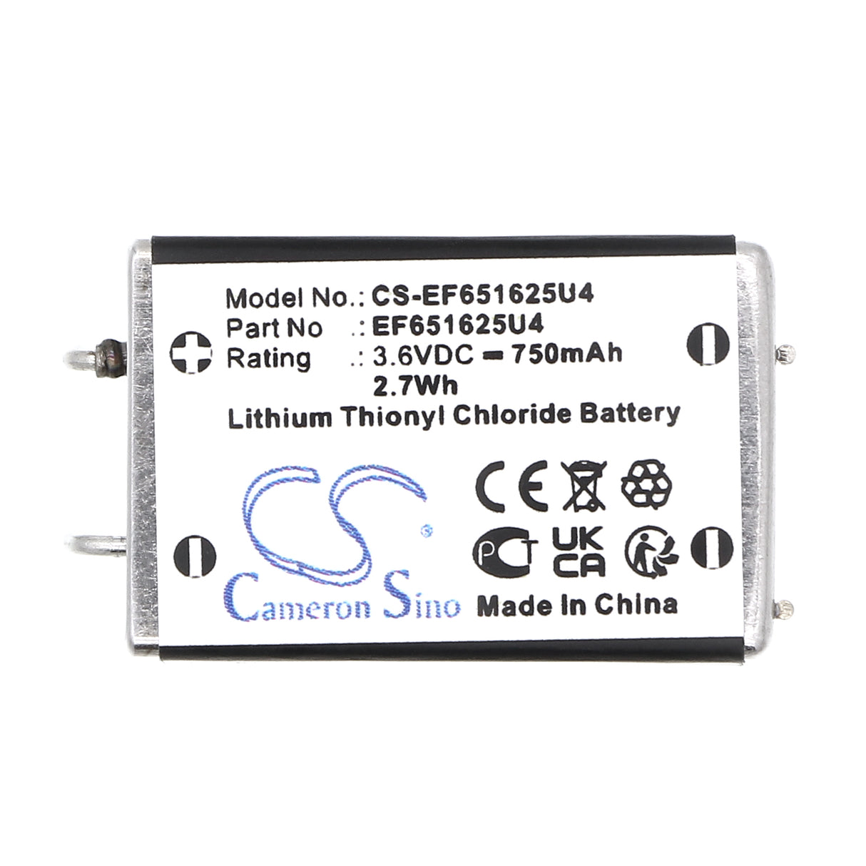 3.6V, Li-SOCl2, 750mAh, 4 Pin battery Replaces Eagle Pitcher Ltc-7pn, Ef651625, 2.7Wh EF651625 Cameron Sino Technology Limited