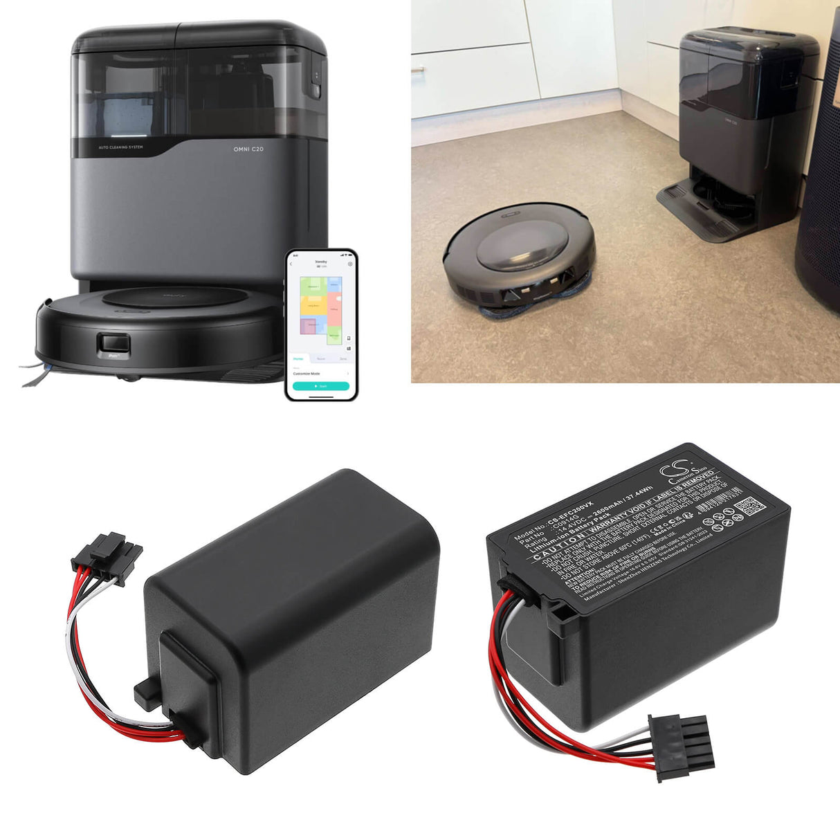 14.4V, Li-ion, 2600mAh, Vacuum battery fits Eufy, C0914g, Omni C20, Omni C20 Robot Vacuum, 37.44Wh Vacuum Cameron Sino Technology Limited