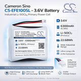 3.6V, Li-SOCl2, 6300mAh, Equipment, Survey, Test battery fits Efento, ER14505M-1S3P-EFE04, NB-IoT, 22.68Wh Equipment, Survey, Test Cameron Sino Technology Limited