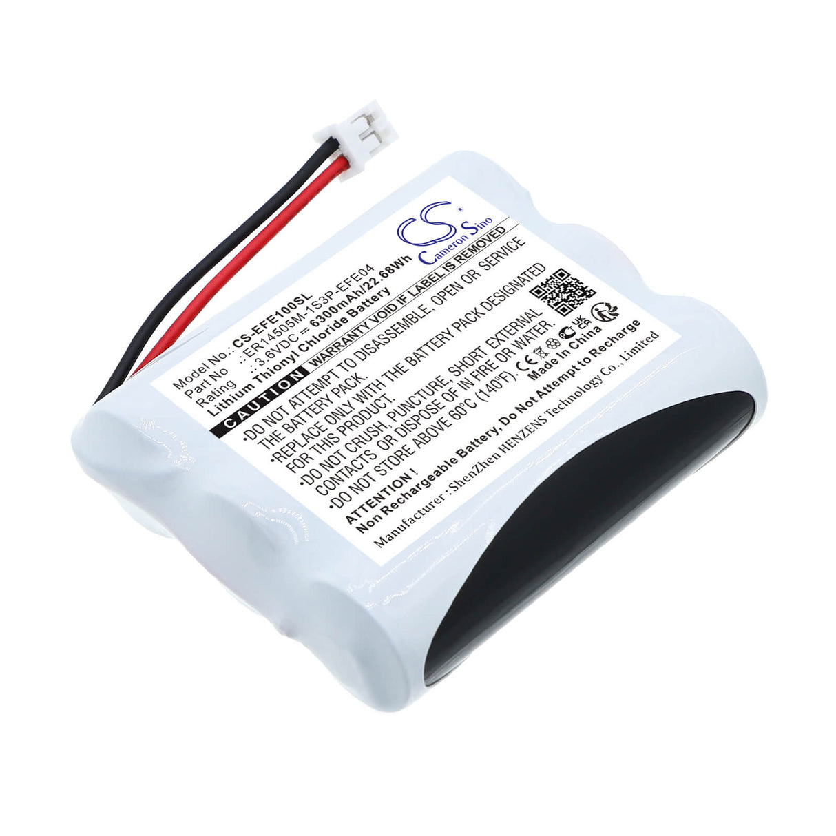 3.6V, Li-SOCl2, 6300mAh, Equipment, Survey, Test battery fits Efento, ER14505M-1S3P-EFE04, NB-IoT, 22.68Wh Equipment, Survey, Test Cameron Sino Technology Limited