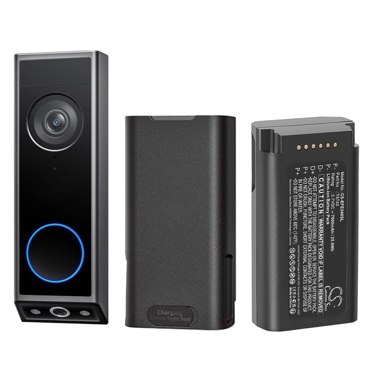 3.7V, Li-ion, 7000mAh, Home Security Camera battery fits Eufy, T8743, Video Doorbell E340, 25.9Wh Home Security Camera Cameron Sino Technology Limited