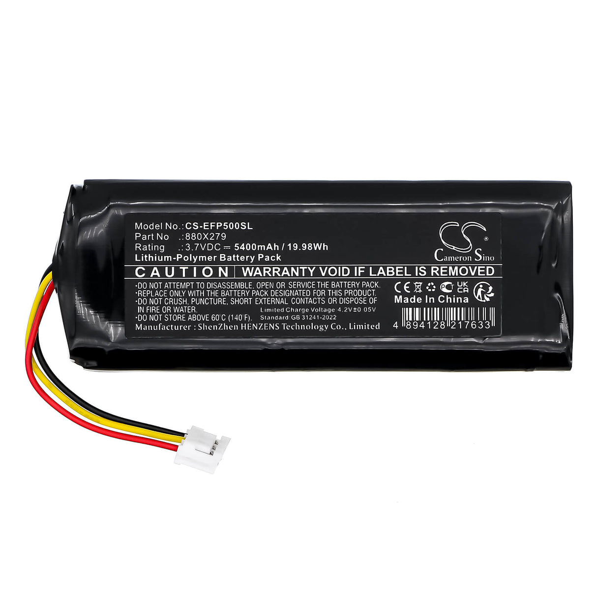 3.7V, Li-Polymer, 5400mAh, Equipment, Survey, Test battery fits Exfo, 880x279, Fip-500 Fiber Inspection Scope, Fip-500-kit-1, 19.98Wh Equipment, Survey, Test Cameron Sino Technology Limited