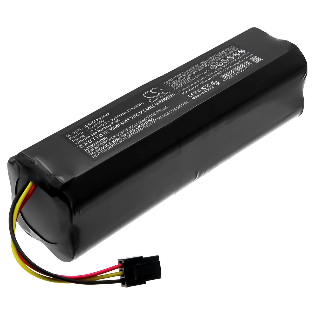 14.4V, Li-ion, 5200mAh, Vacuum battery fits Eufy, C0914D8, SES, T29J6, 74.88Wh Vacuum Cameron Sino Technology Limited