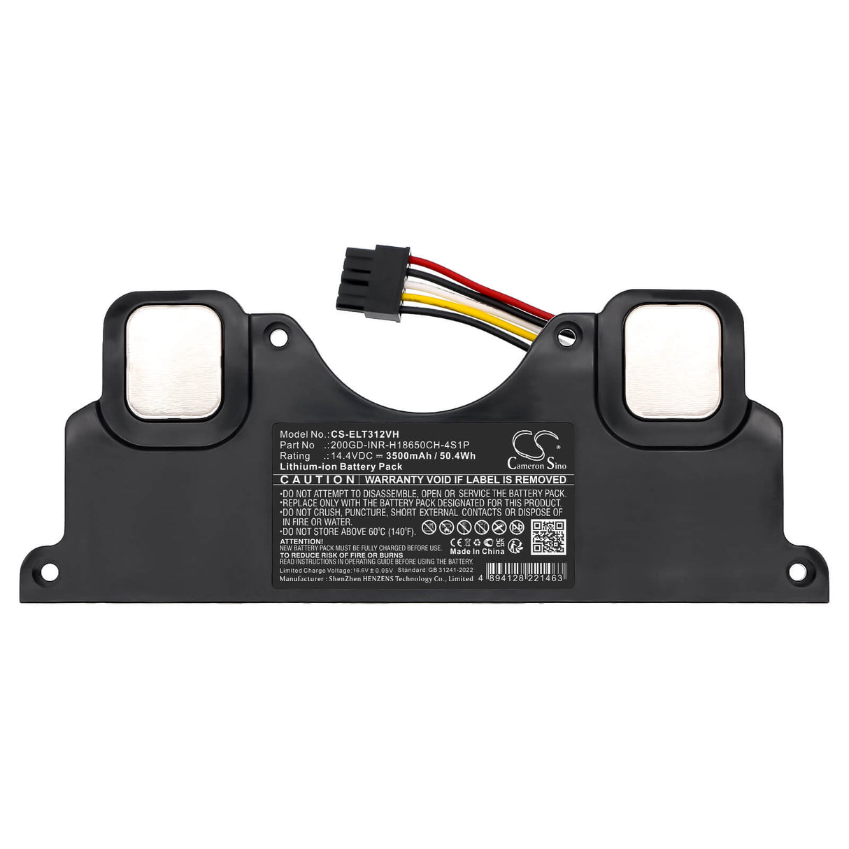 14.4V, Li-ion, 3500mAh, Vacuum battery fits Electrolux, 200GD-INR-H18650CH-4S1P, EFP31312, EFR31223, 50.4Wh Vacuum Cameron Sino Technology Limited