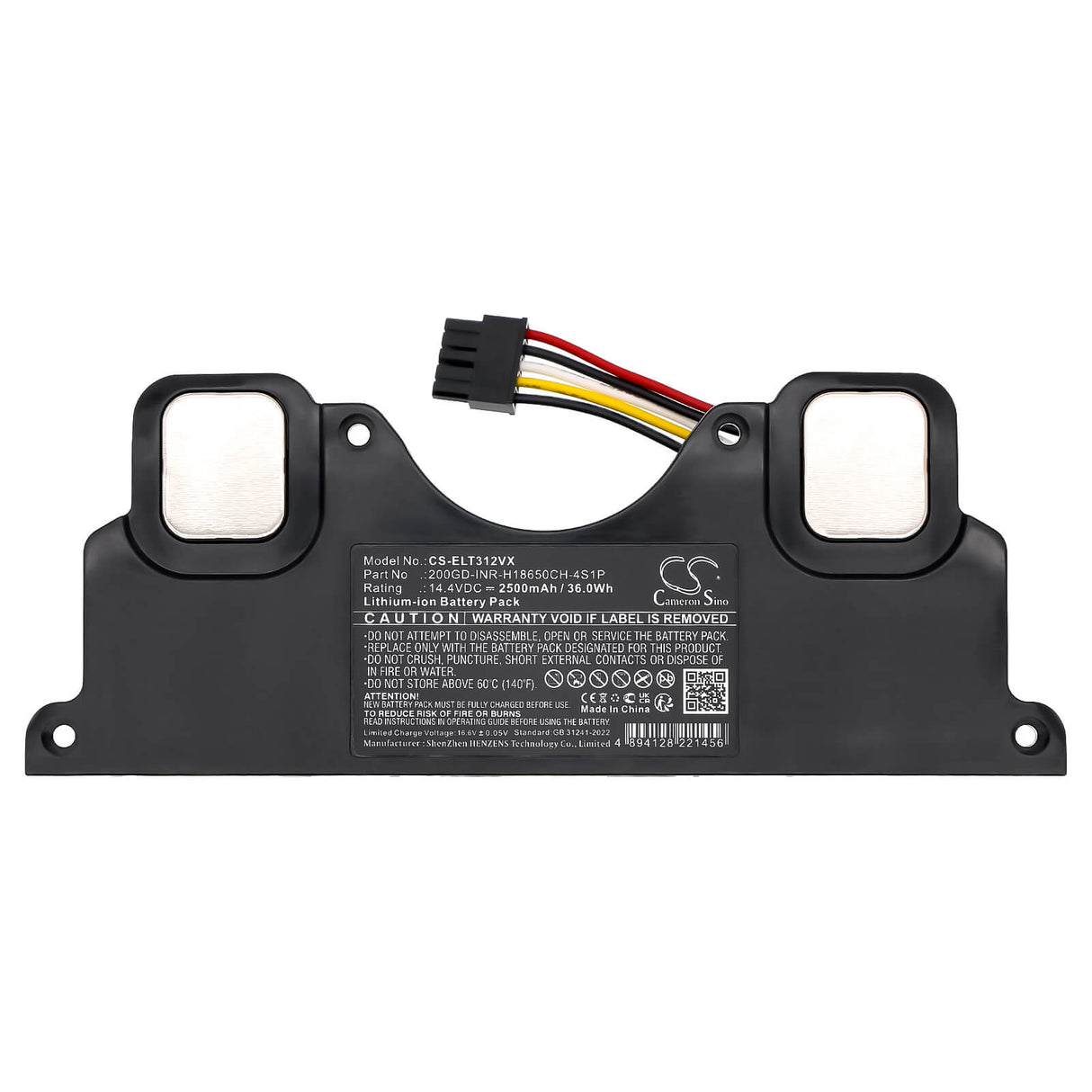 14.4V, Li-ion, 2500mAh, Vacuum battery fits Electrolux, 200GD-INR-H18650CH-4S1P, EFP31312, EFR31223, 36.0Wh Vacuum Cameron Sino Technology Limited