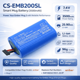 7.4v, Li-ion, 3500mah, Smart mug battery Fits Ember Mug 2, 25.90wh Smart Mugs Cameron Sino Technology Limited