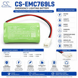 2.4V, Ni-MH, 2000mAh, Emergency Lighting battery fits Dual-lite, 784h69, Ev2d, Ev2di, 4.80Wh Emergency Lighting Cameron Sino Technology Limited