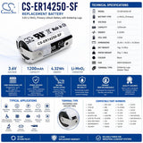 3.6v, Li-mno2, 1200mah, Battery Fits Cameron Sino, Uhe-er14250, Uhe-er14250-x, 4.32wh ER14250 Cameron Sino Technology Limited