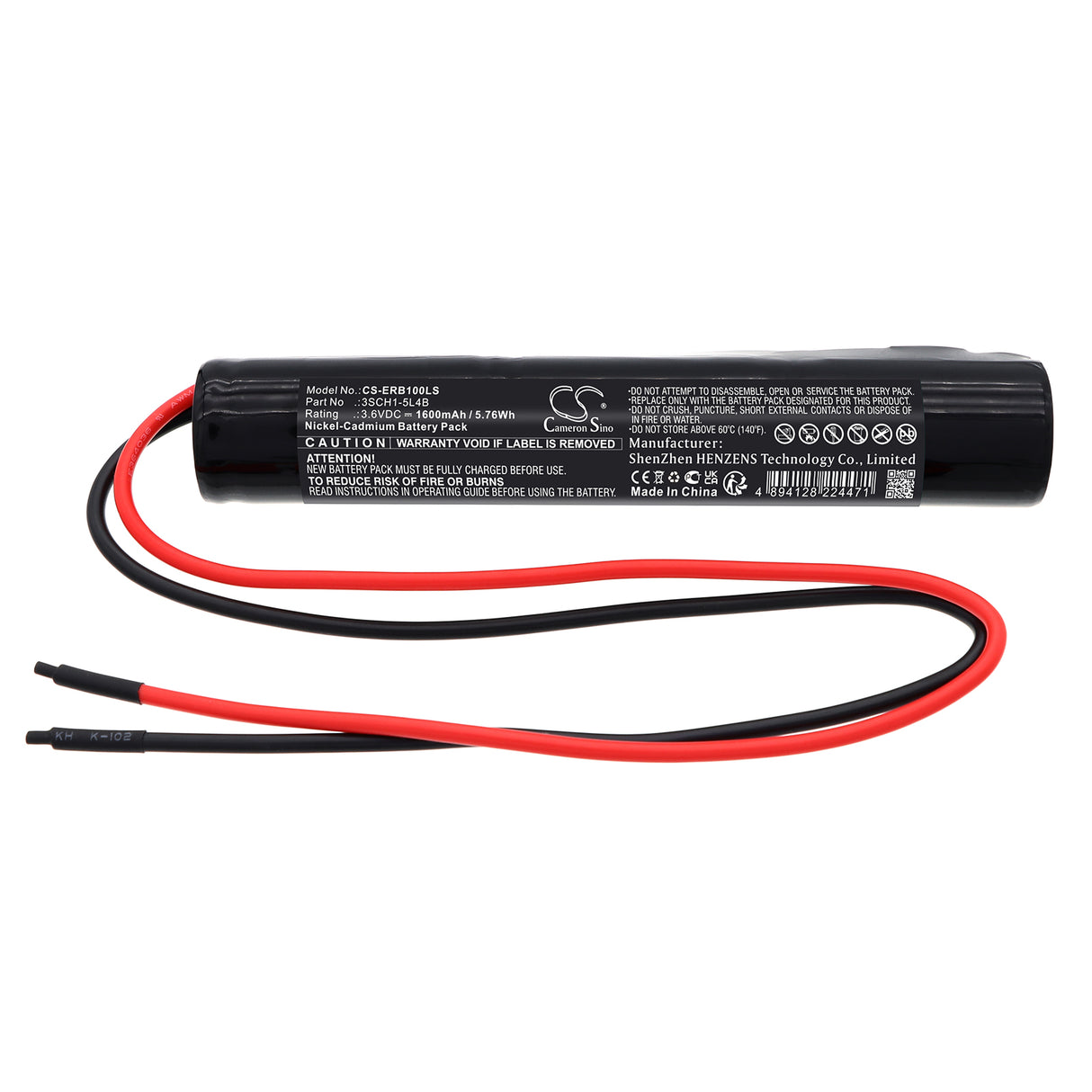 3.6V, Ni-CD, 1600mAh, Emergency Lighting battery fits Eterna, 3SCH1-5L4B, EB1, EML3MISO, 5.76Wh Emergency Lighting Cameron Sino Technology Limited