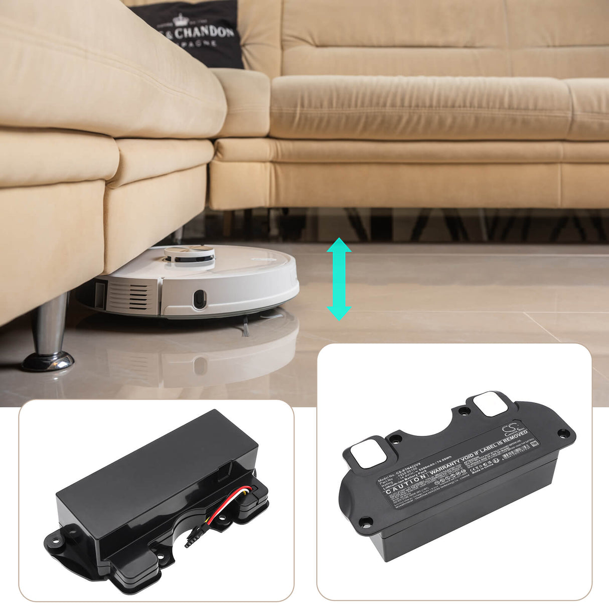 14.4V, Li-ion, 5200mAh, Vacuum battery fits Eta, 4228 00100, 4228 Navaggio Profi, 74.88Wh Vacuum Cameron Sino Technology Limited