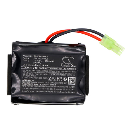 10.8V, Li-ion, 2500mAh, Vacuum battery fits Eta, 3423 Verto Ii, Eta342390000, 27.0Wh Vacuum Cameron Sino Technology Limited