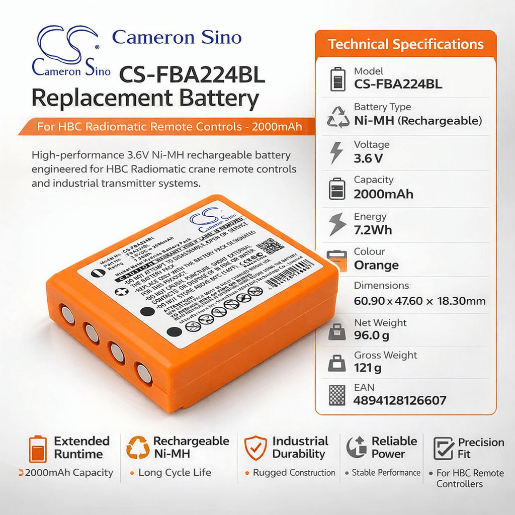 Crane Battery For Hbc, BA223031, Radiomatic Keynote, Radiomatic Linus 4 3.6v, 2000mah - 7.20wh Crane Remote Control Cameron Sino Technology Limited