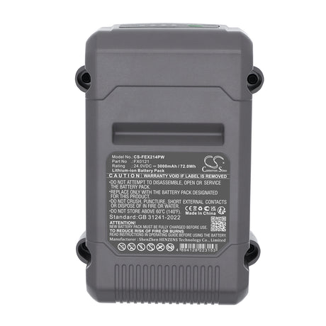 24V, Li-ion, 3000mAh, Power Tools battery fits FLEX, FX0121, FX1431A, FX2141R, 72Wh Power Tools Cameron Sino Technology Limited