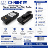 9.6V, Ni-MH, 1000mAH, Two-Way Radio battery fits Yaesu, Vertex, Fnb-41, Ft-10, Ft-10r, 9.6Wh Two-Way Radio Cameron Sino Technology Limited