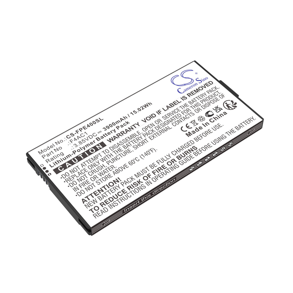 3.85V, Li-Polymer, 3900mAh, Mobile, SmartPhone battery fits Fairphone, F4ac1, Fairphone 4, 15.02Wh Mobile, SmartPhone Cameron Sino Technology Limited