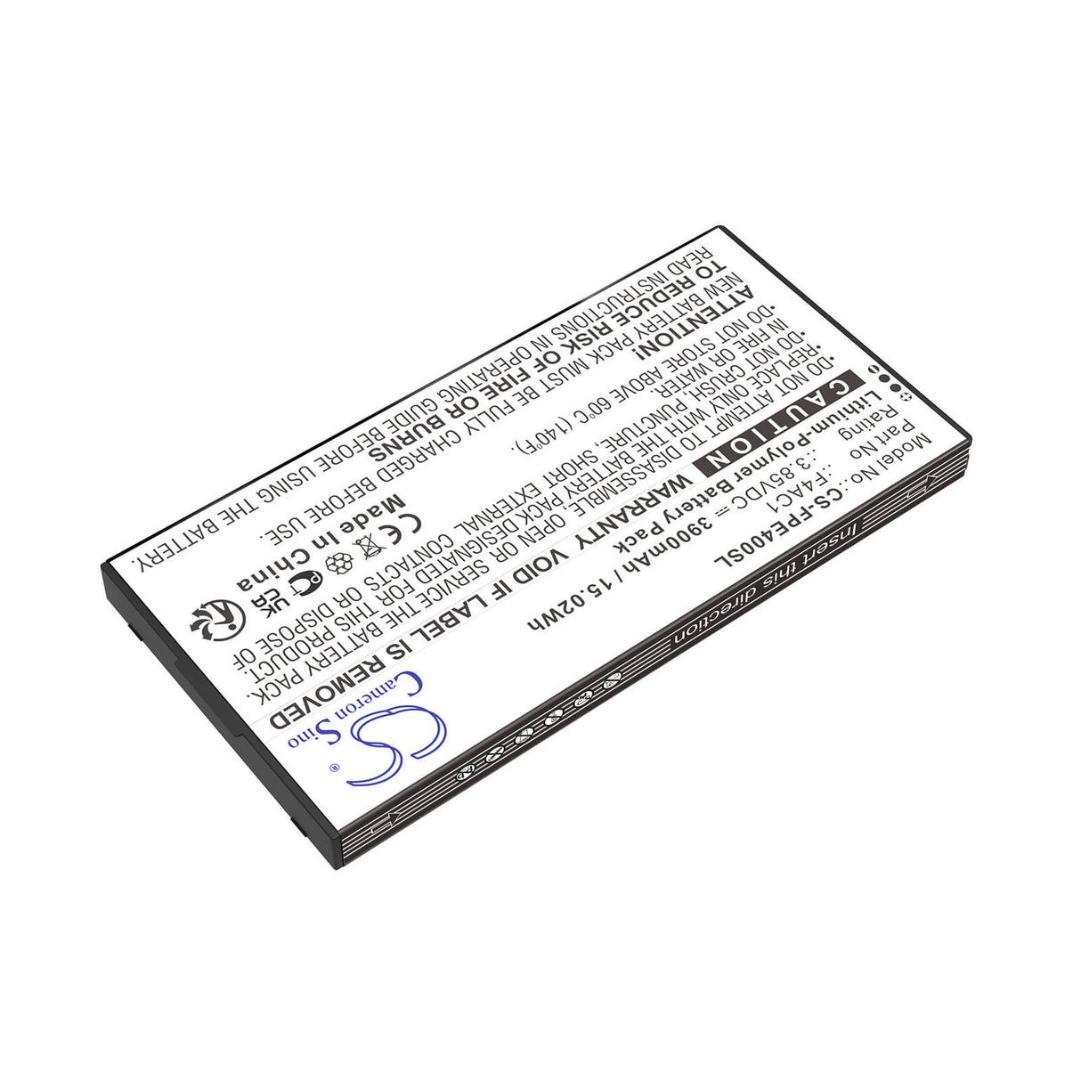 3.85V, Li-Polymer, 3900mAh, Mobile, SmartPhone battery fits Fairphone, F4ac1, Fairphone 4, 15.02Wh Mobile, SmartPhone Cameron Sino Technology Limited