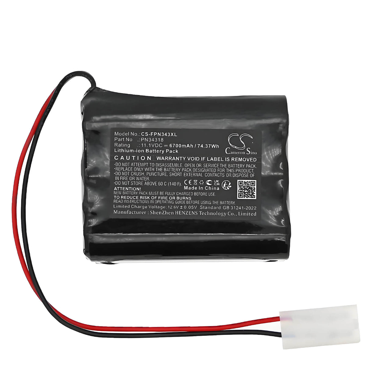11.1V, Li-ion, 6700mAh, batterie Sports & Outdoors compatible avec Foxpro, Lith/chg, Banshee, Cs24, 74.37Wh Sports & Outdoors Cameron Sino Technology Limited