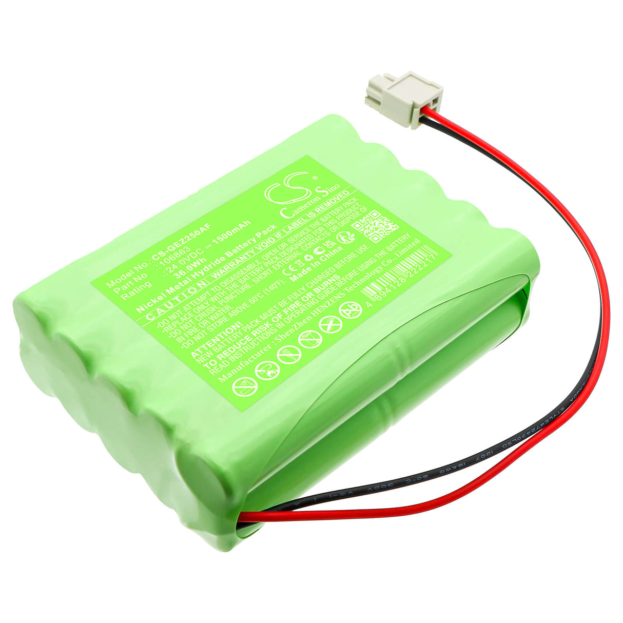 24.0V, Ni-MH, 1500mAh, Automatic Doors battery fits Geze, 106863, 106863, 80100404, 36.0Wh Automatic Doors Cameron Sino Technology Limited