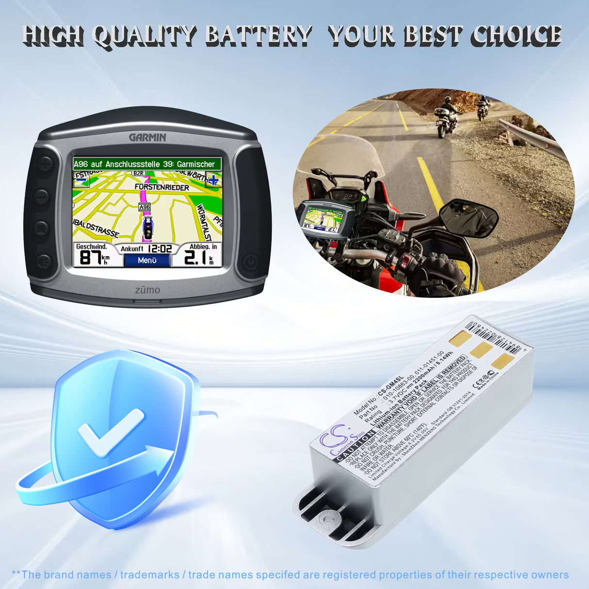 Cameron Sino CS-GM4SL Garmin Zumo GPS Battery 2200mAh 3.7V Li-ion GPS, Navigator Cameron Sino Technology Limited
