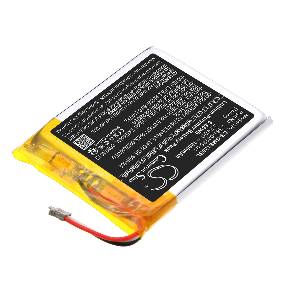 3.7V, Li-Polymer, 1800mAh, GPS, Navigator battery fits Garmin, 361-00135-01, inReach Messenger, 6.66Wh GPS, Navigator Cameron Sino Technology Limited