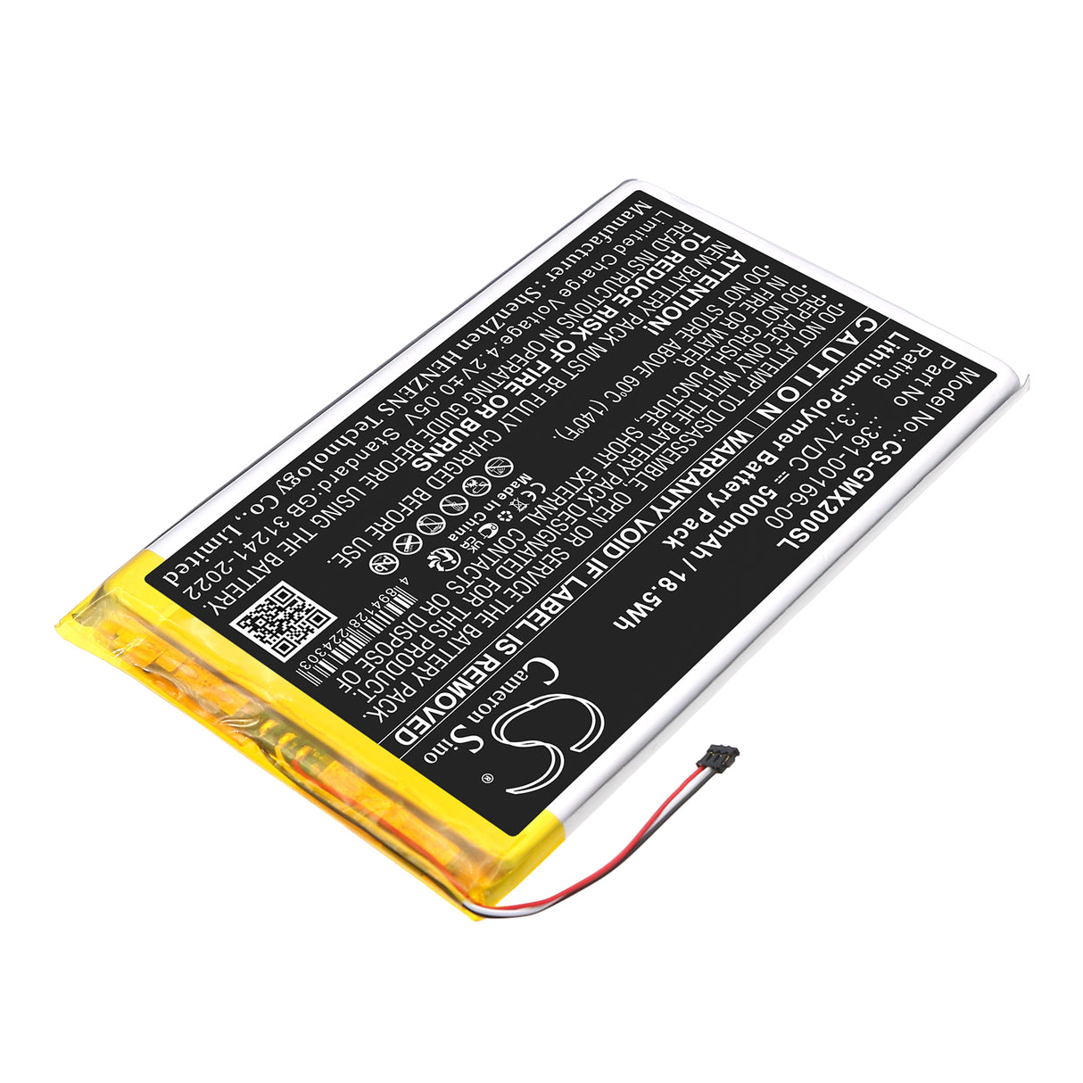 3.7V, Li-Polymer, 5000mAh, GPS, Navigator battery fits Garmin, 361-00166-00, Zumo XT2, 18.5Wh GPS, Navigator Cameron Sino Technology Limited